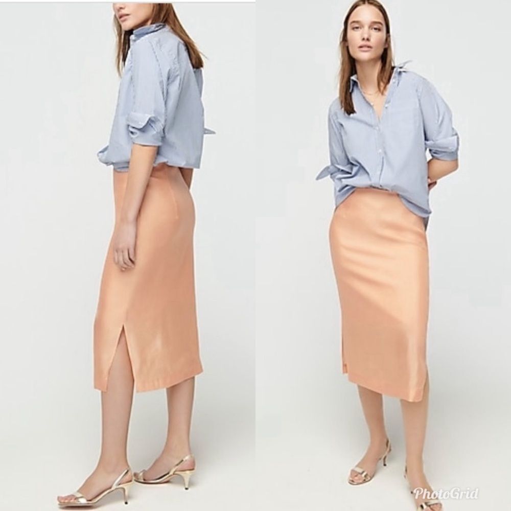 J. Crew Peach Satin Pencil Skirt